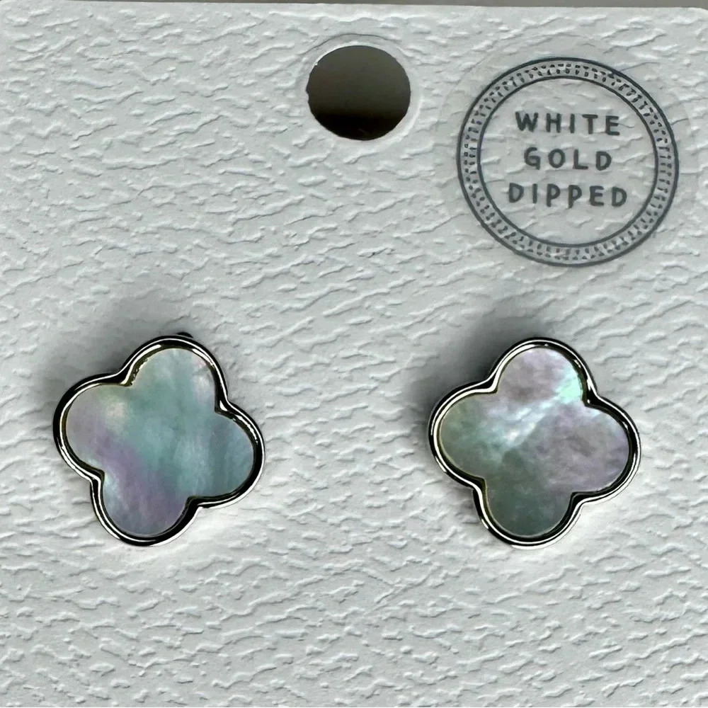 Quatrefoil Silver & Mother Of Pearl Earrings